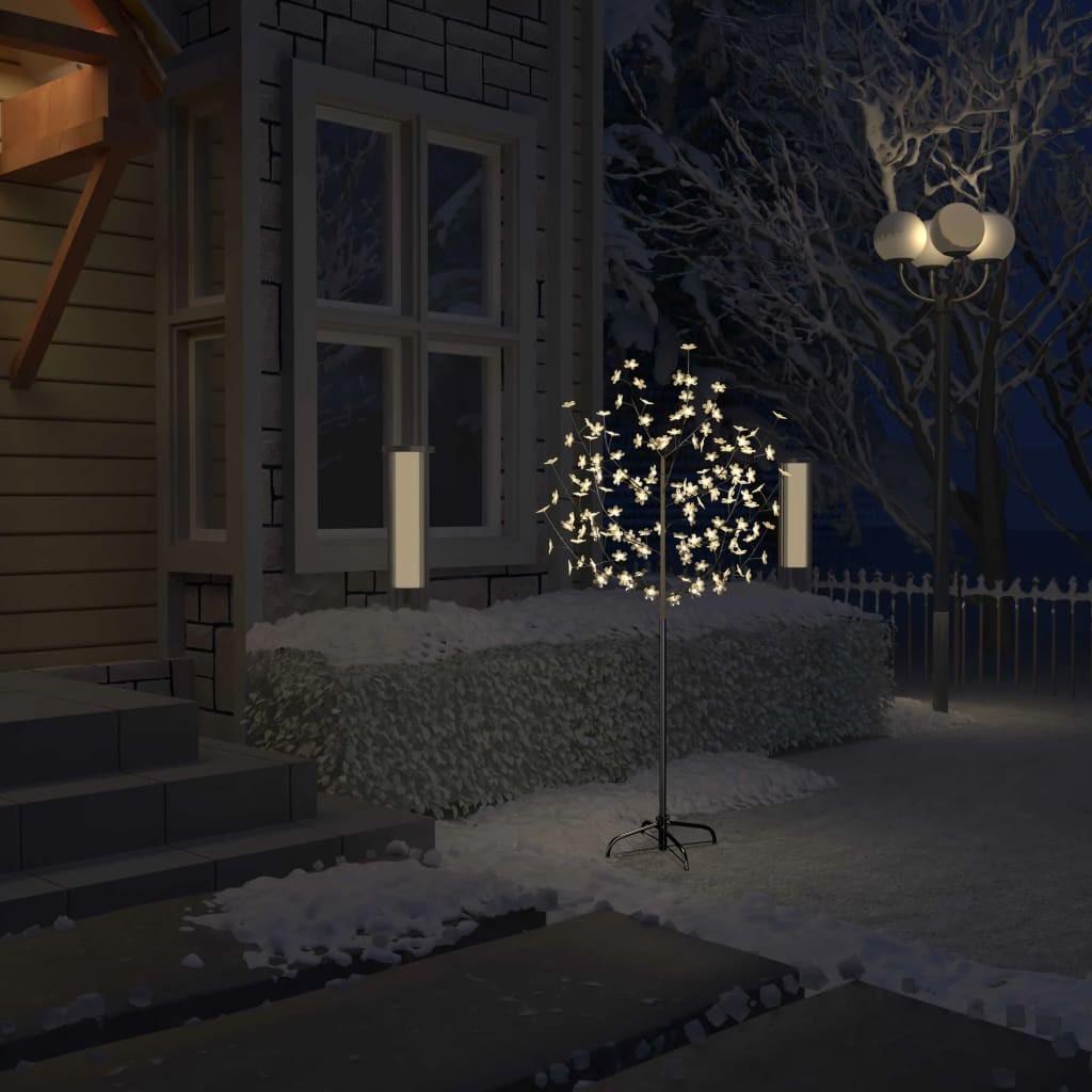 Juletræ 120 LED'er varmt hvidt lys kirsebærblomst 150 cm
