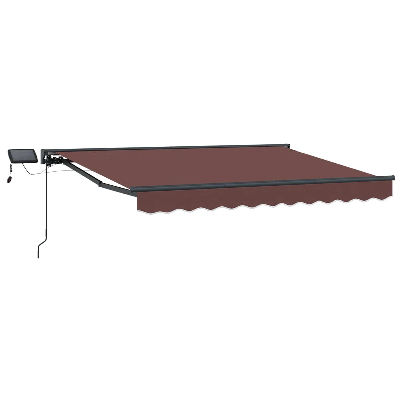 Manuel markise med LED-lys - brun/antracit, 3,5 × 2 m
