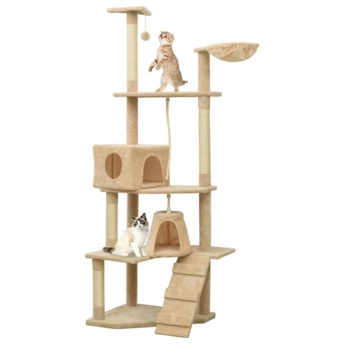 Kradsetræ med sisalkradsestolper 191 cm beige