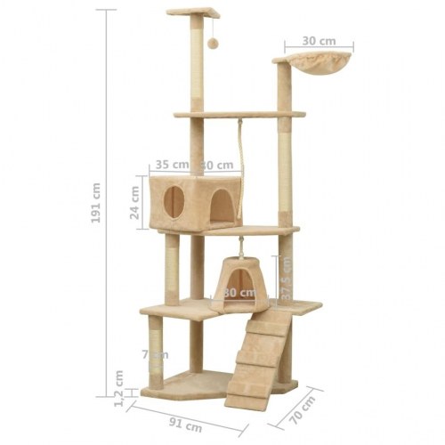 Kradsetræ med sisalkradsestolper 191 cm beige