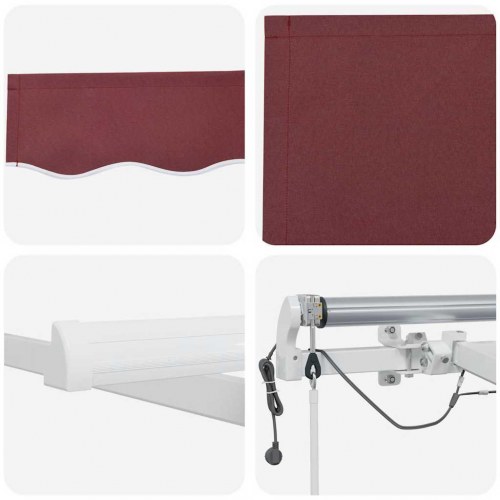 Markise med LED-lys 450 × 300 cm - automatisk betjening, bordeaux
