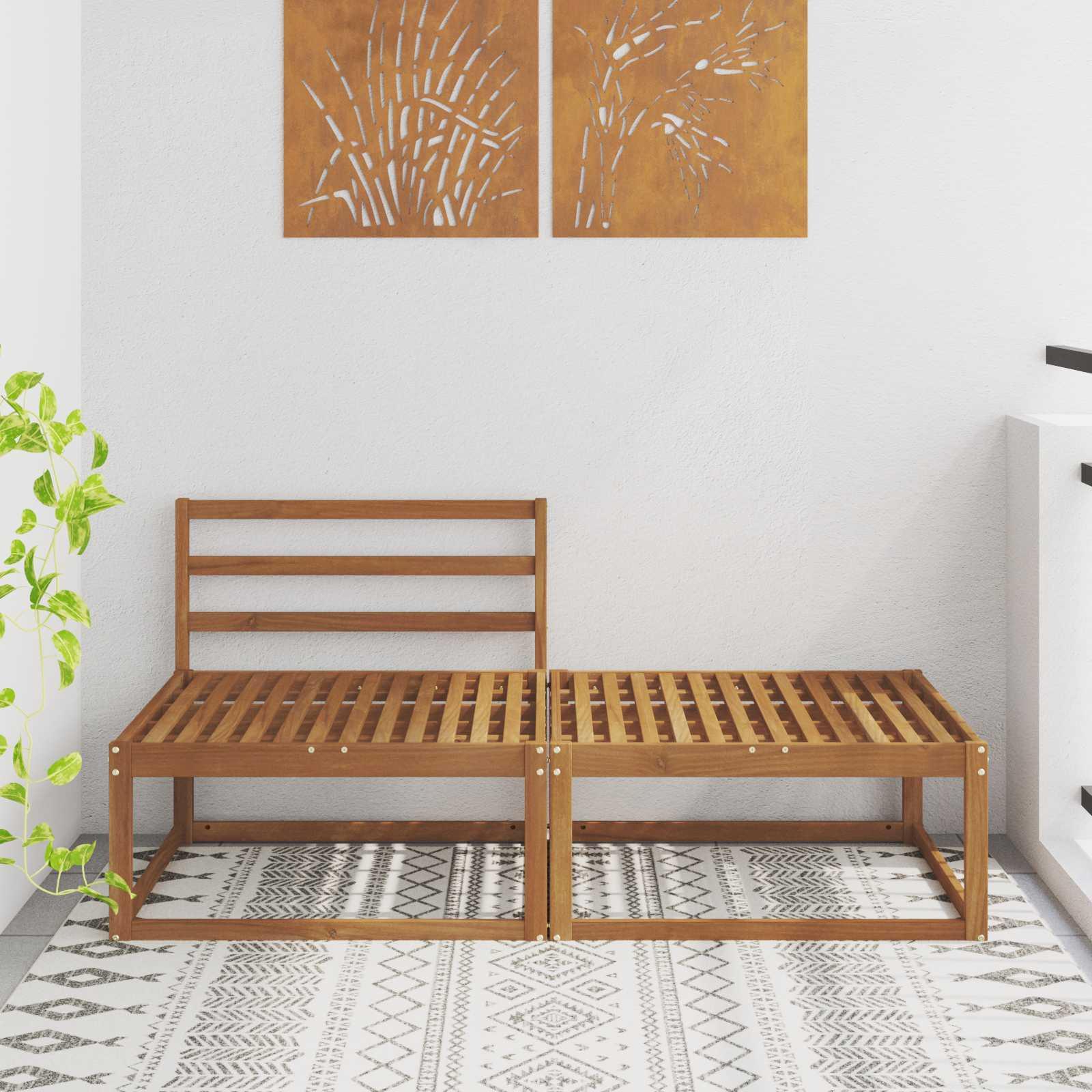 Udendørs 79 X 79 X 37 Cm - Naturfarvet / Midter +fodskammel