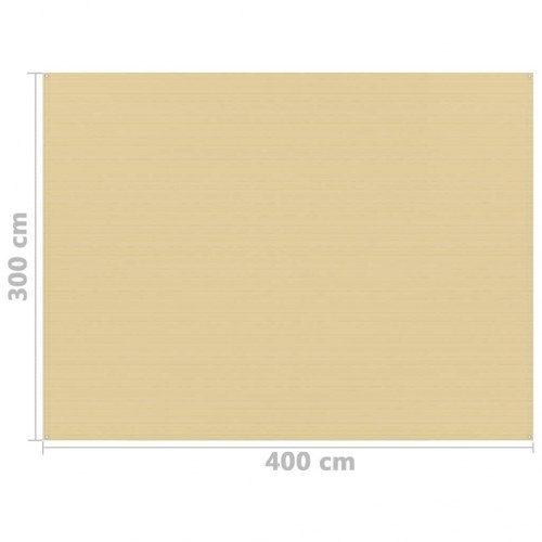 Telttæppe 300 × 400 cm - beige HDPE, vejrbestandigt