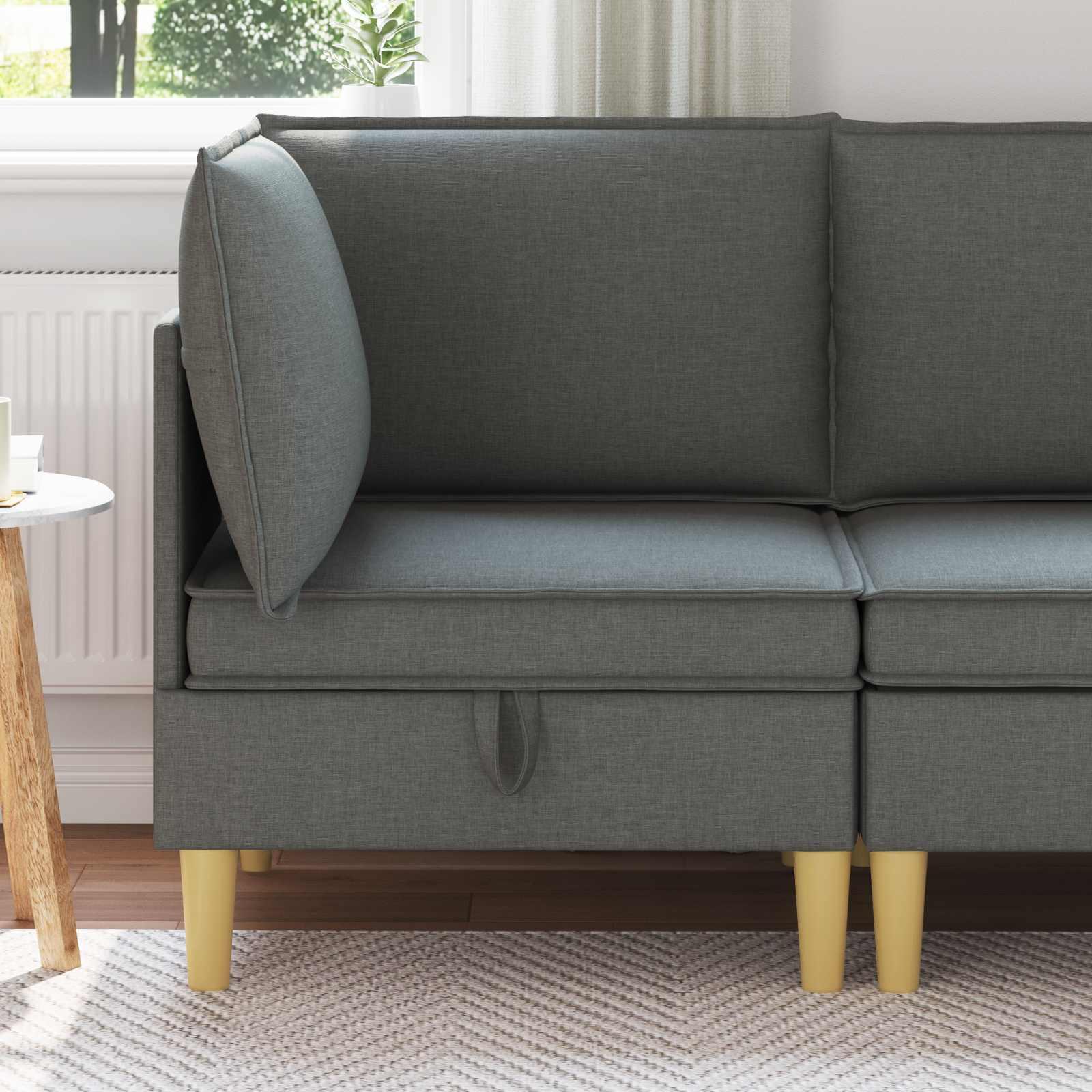 HjÃ¸rnesofa med opbevaring - mÃ¸rkegrÃ¥ stof, 70Ã70 cm