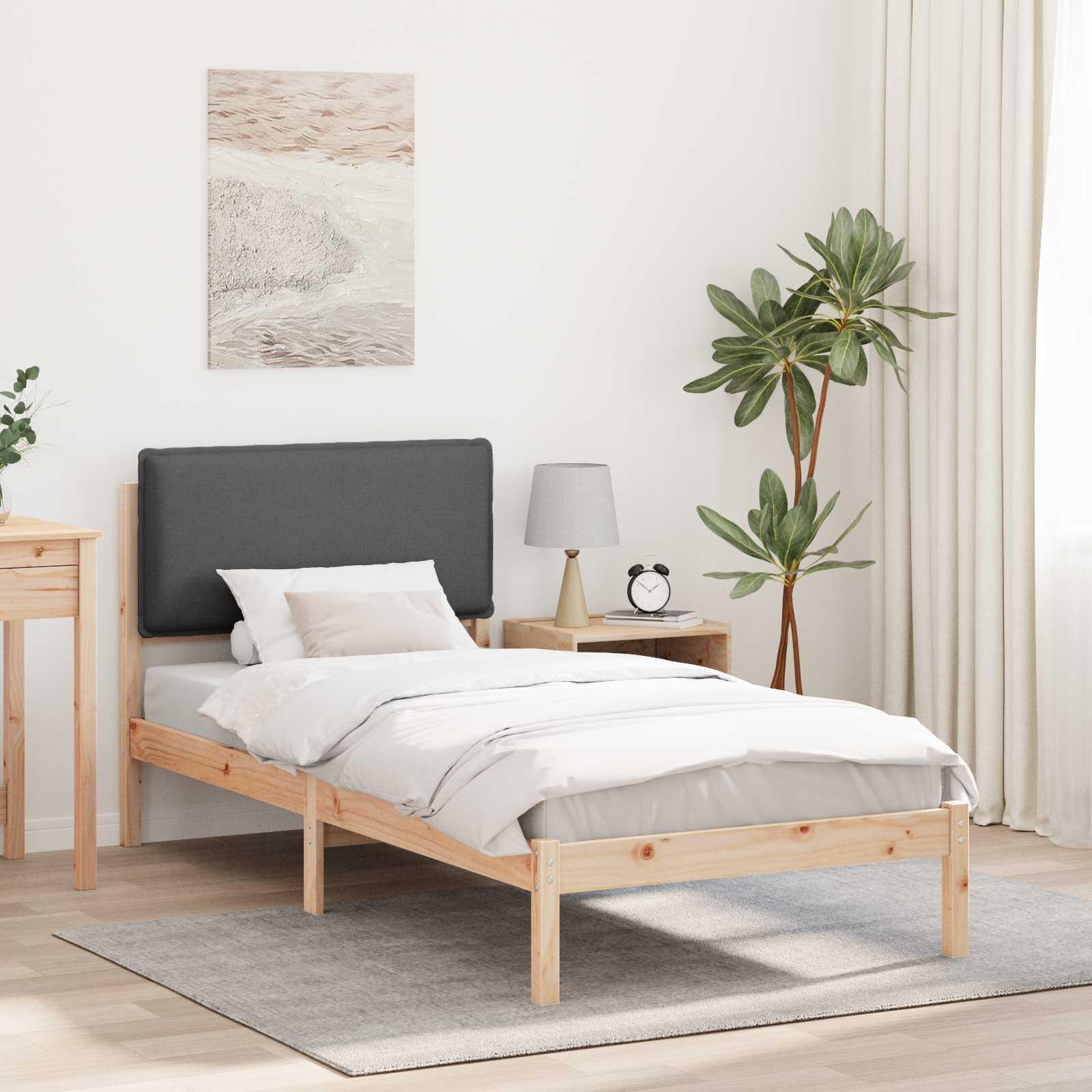 Sengestel med Polstret Hovedgavl Brun og mørkegrå 90 x 200 cm