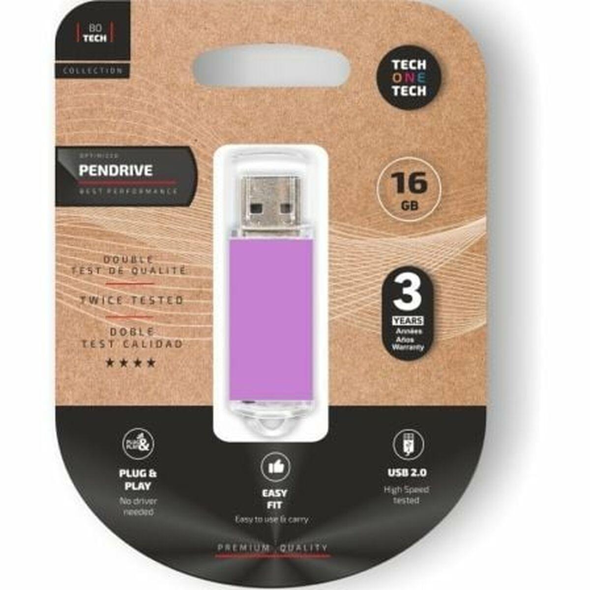 Tech One Tech Basic USB-stik 16 GB - Lilla (TEC3009-16)
