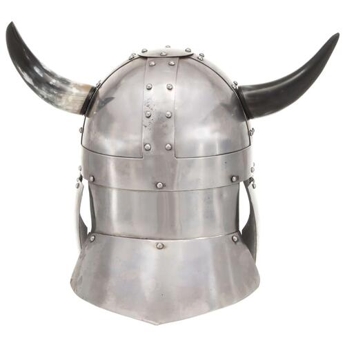 Vikingehjelm til rollespil stål sølvfarvet