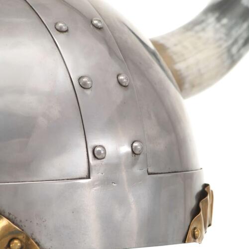 Vikingehjelm til rollespil stål sølvfarvet