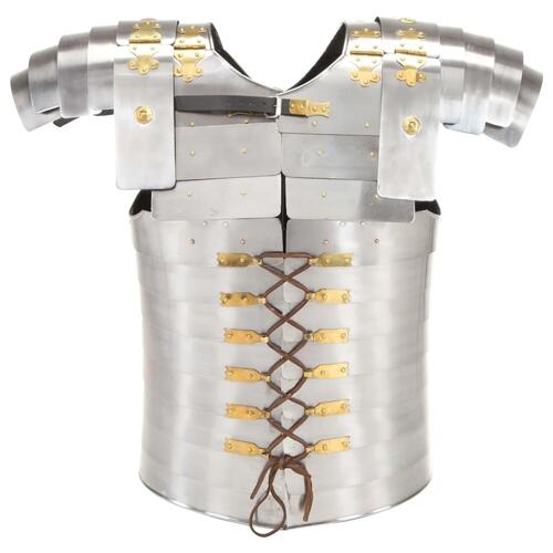 Romersk ridderharnisk til rollespil stål sølvfarvet