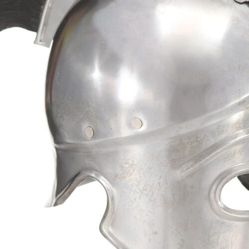Græsk krigshjelm til rollespil antik stål sølvfarvet