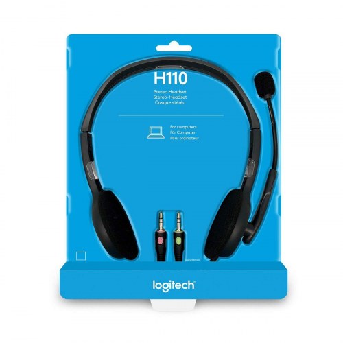 Logitech H110 kablet stereo headset med mikrofon - sort/grå