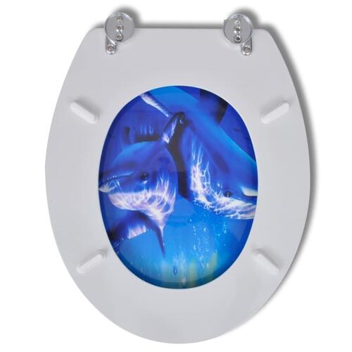 Toiletsæder med låg 2 stk. delfindesign MDF