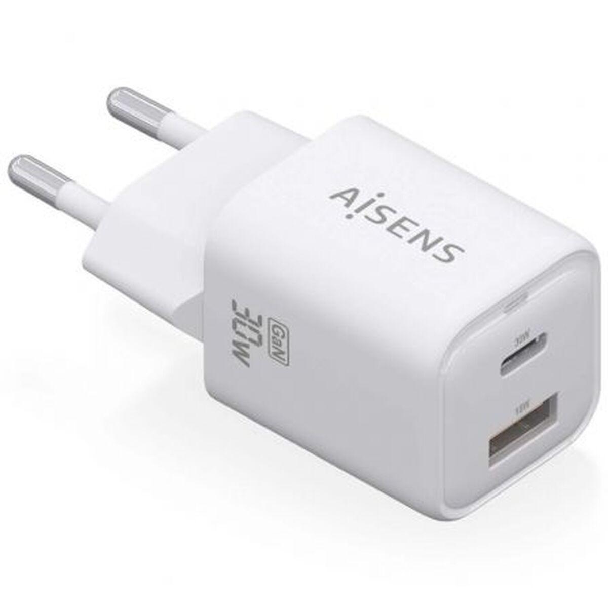 Aisens ASCH-30W2P020-W vægoplader - 33 W, USB-C + USB, hvid