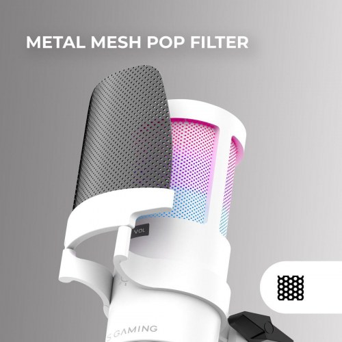 Mars Gaming MMICSCW USB mikrofon - hvid RGB til streaming og gaming