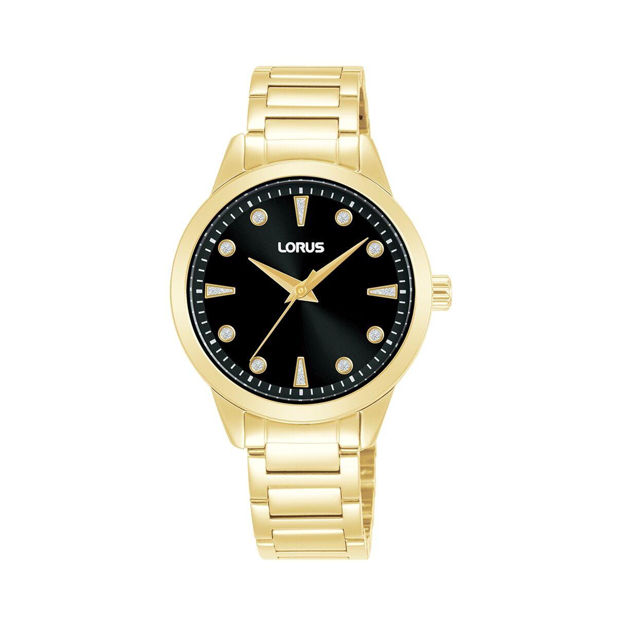 Lorus RG270YX9 dameur - guldfarvet armbåndsur med sort skive