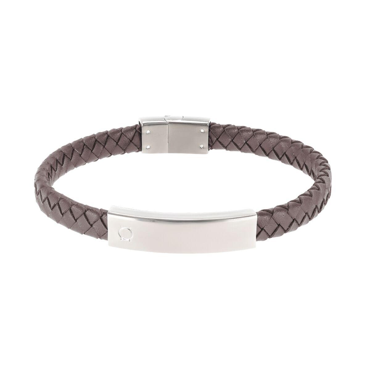 One Jewels OAMB4101LC armbånd til mænd - brun flet og stål
