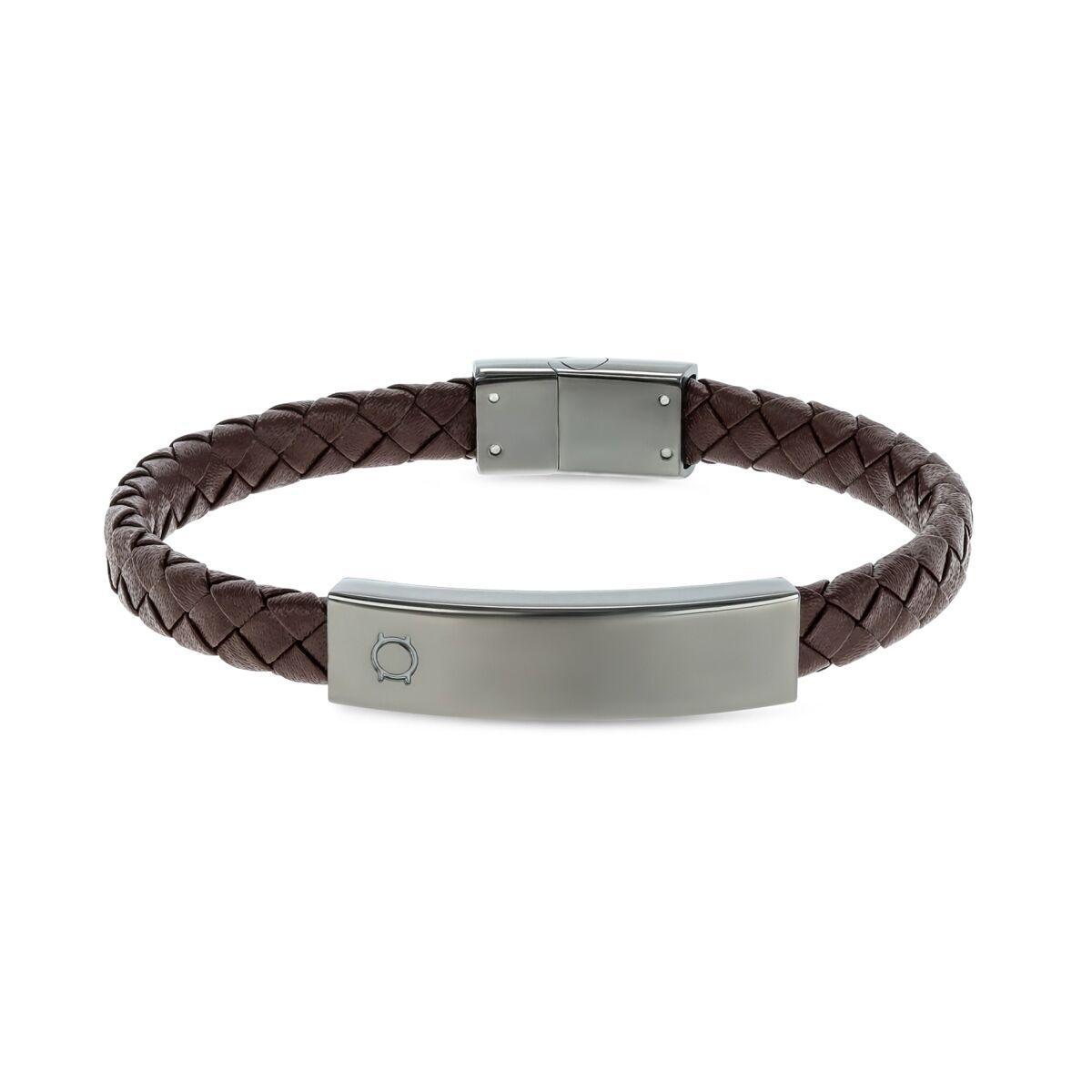 One Jewels OAMB4101LC-S armbånd til mænd - brun flettet læder