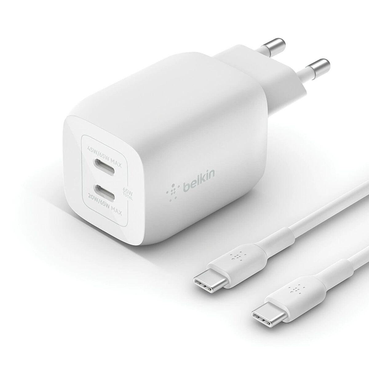 Belkin WCH013VF2MWH-B6 vægoplader 65 W - hvid, 2× USB-C + 2 m kabel billede