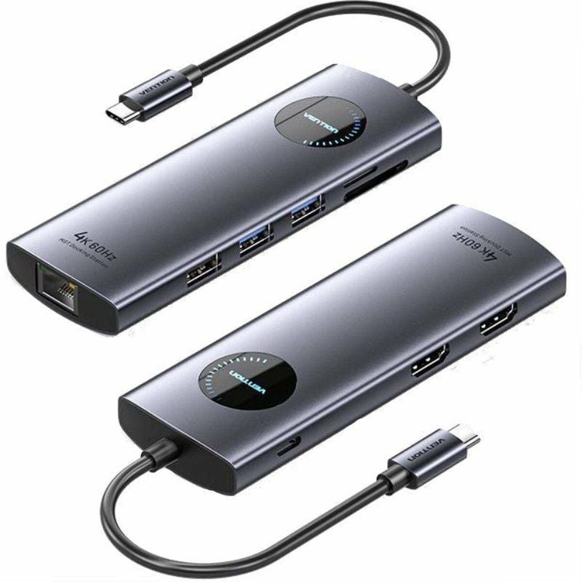 Vention TQVHB USB-C hub med 2x HDMI, RJ45 og kortlæser