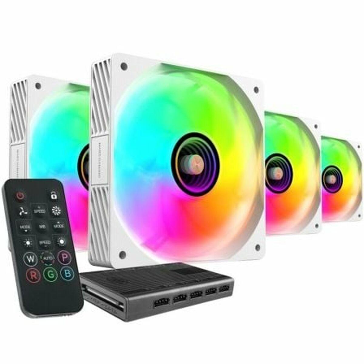 Mars Gaming MF-SI4KIT - 4x 120 mm ARGB CPU/PC ventilatorer, hvid