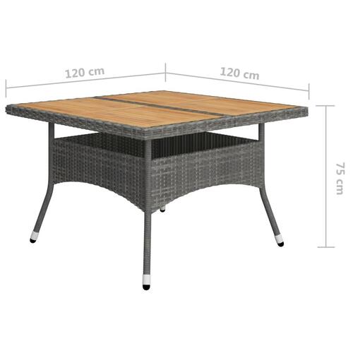 Spisebordssæt til haven 9 dele polyrattan og akacietræ grå