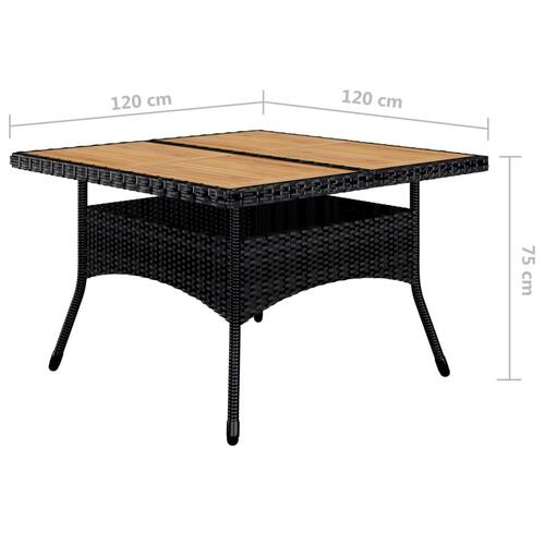 Spisebordssæt til haven 9 dele polyrattan og akacietræ sort