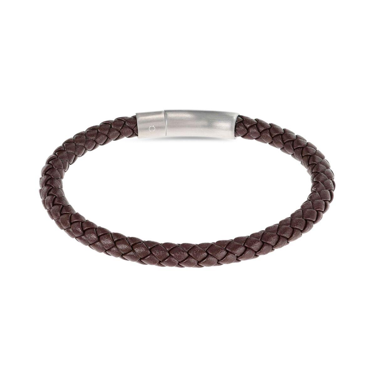 One Jewels OAMB3208LC-M herrearmbånd - brun flettet læderlook