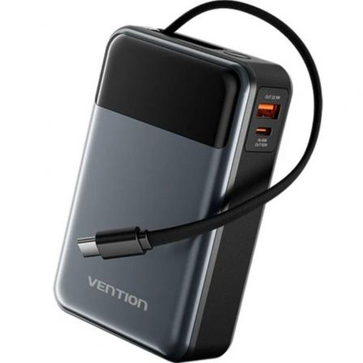 Vention powerbank 20.000 mAh 65 W med USBâC-kabel â Sort