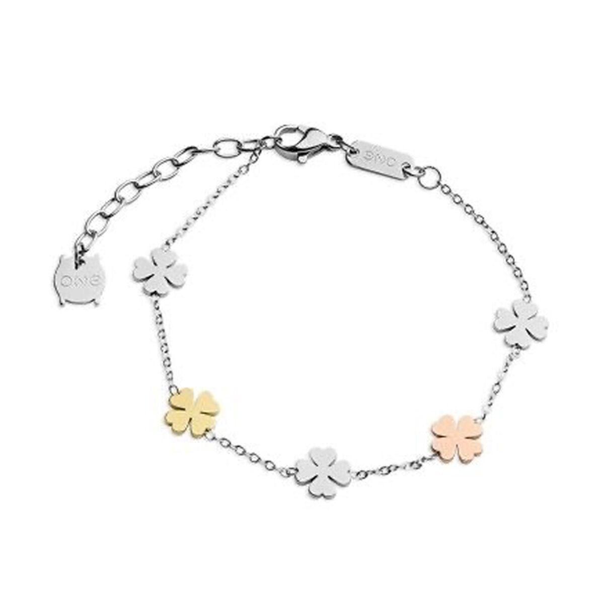 One Jewels OJLFB023T armbånd til kvinder - sølvfarvet med firkløvere