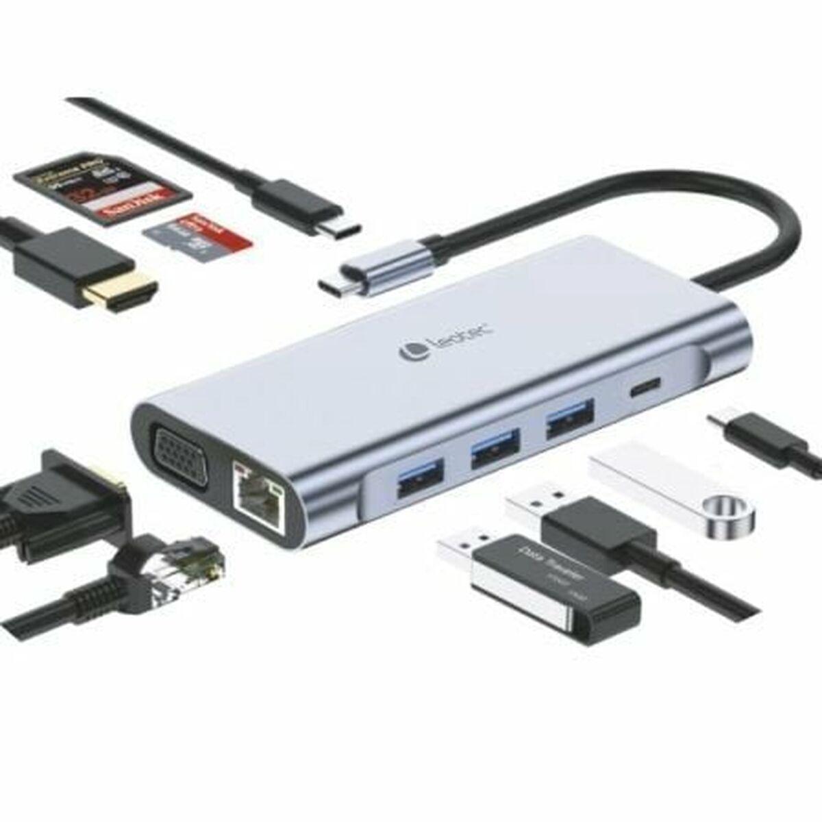LEOTEC LEDS01 11-i-1 USB-C dockingstation med HDMI, VGA og Gigabit LAN