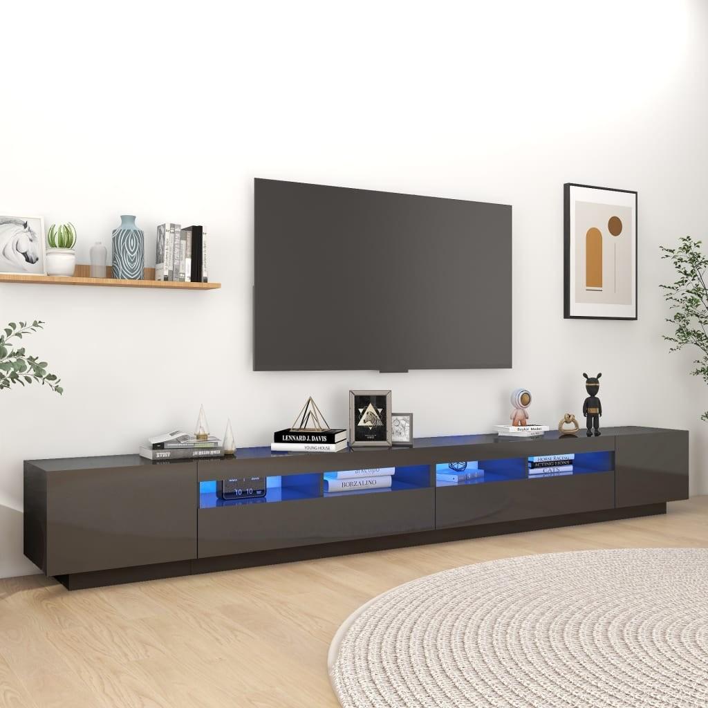Tv-skab med LED-lys 300x35x40 cm grå højglans
