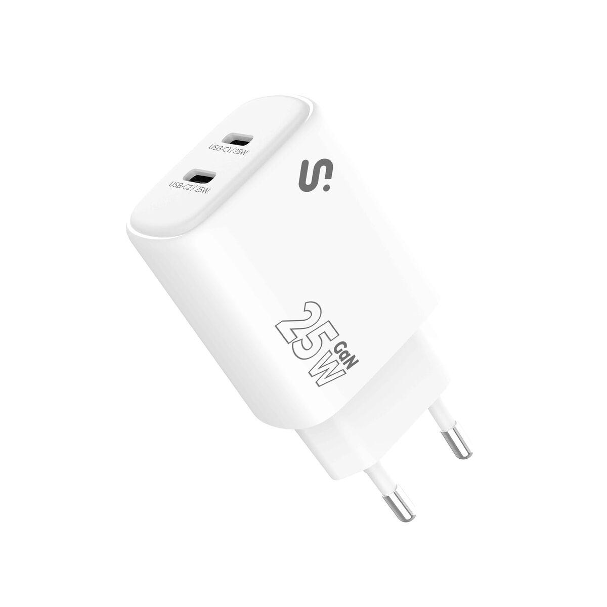 Subblim SUBCHG-6G2520 biloplader - hvid, 25 W GaN, USB‑A + USB‑C