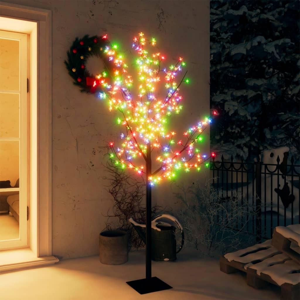 Juletræ 180 cm 200 LED'er kirsebærblomst farverigt lys