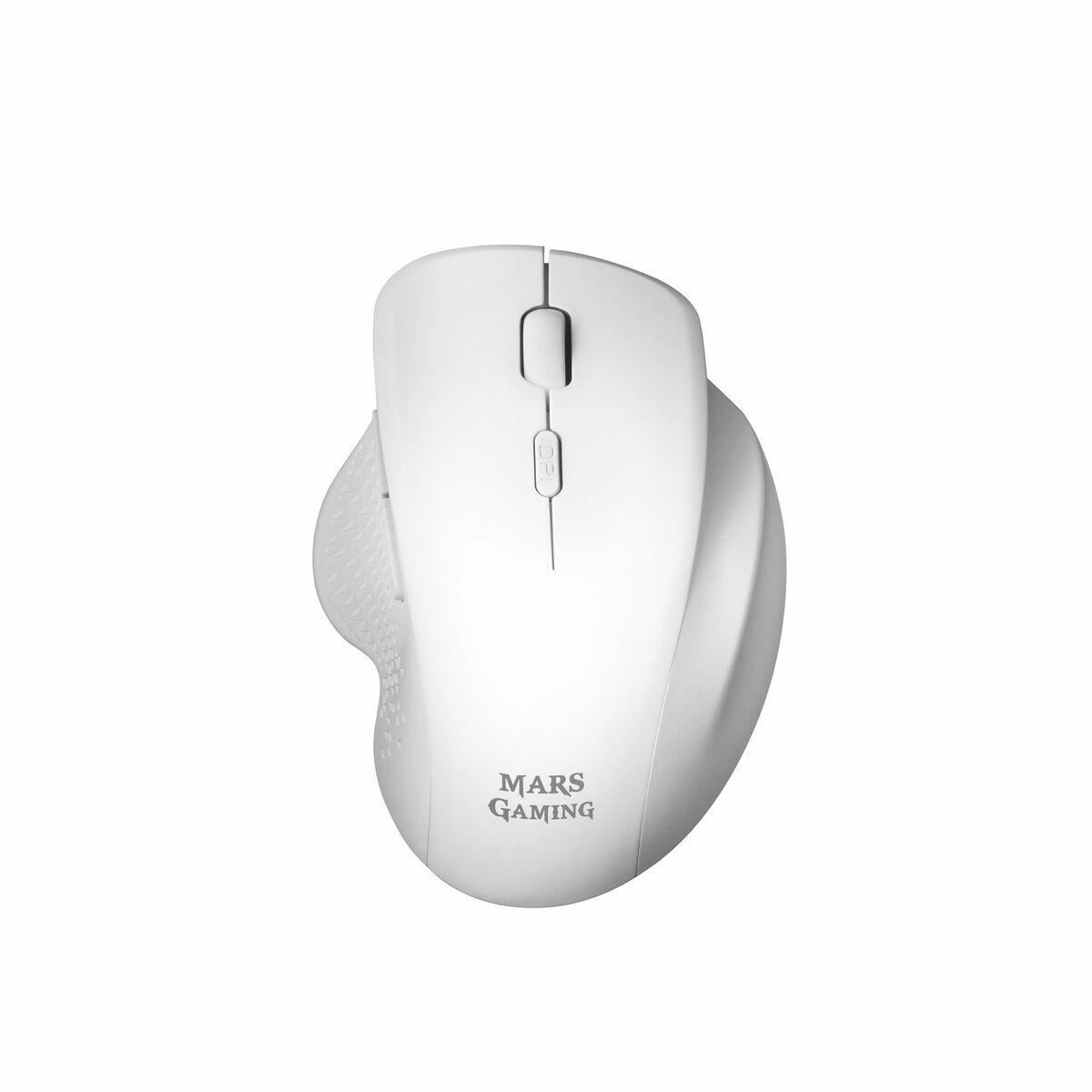 Mars Gaming MMWERGO trådløs ergonomisk mus - 3.200 DPI, hvid