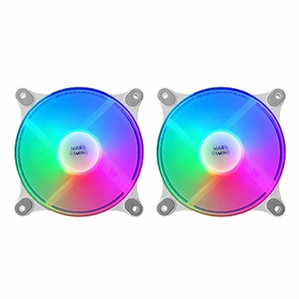 Mars Gaming MFDUOW 120 mm kabinetblæsere - 2-pak, hvid, FRGB