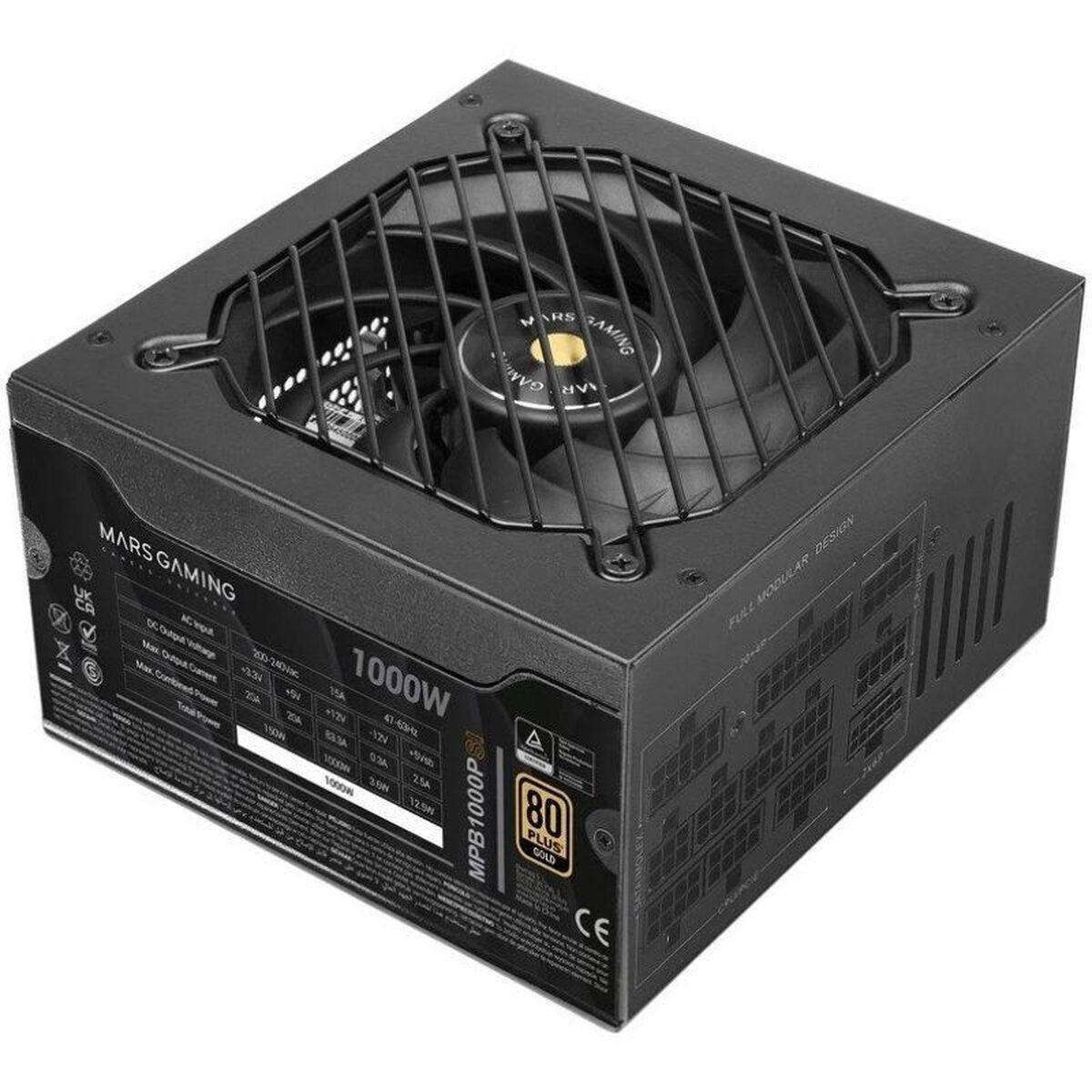 Strømforsyning ATX 1000 W – TACENS Mars Gaming MPB1000PSI, fuld modulær, 80 Plus Gold, sort
