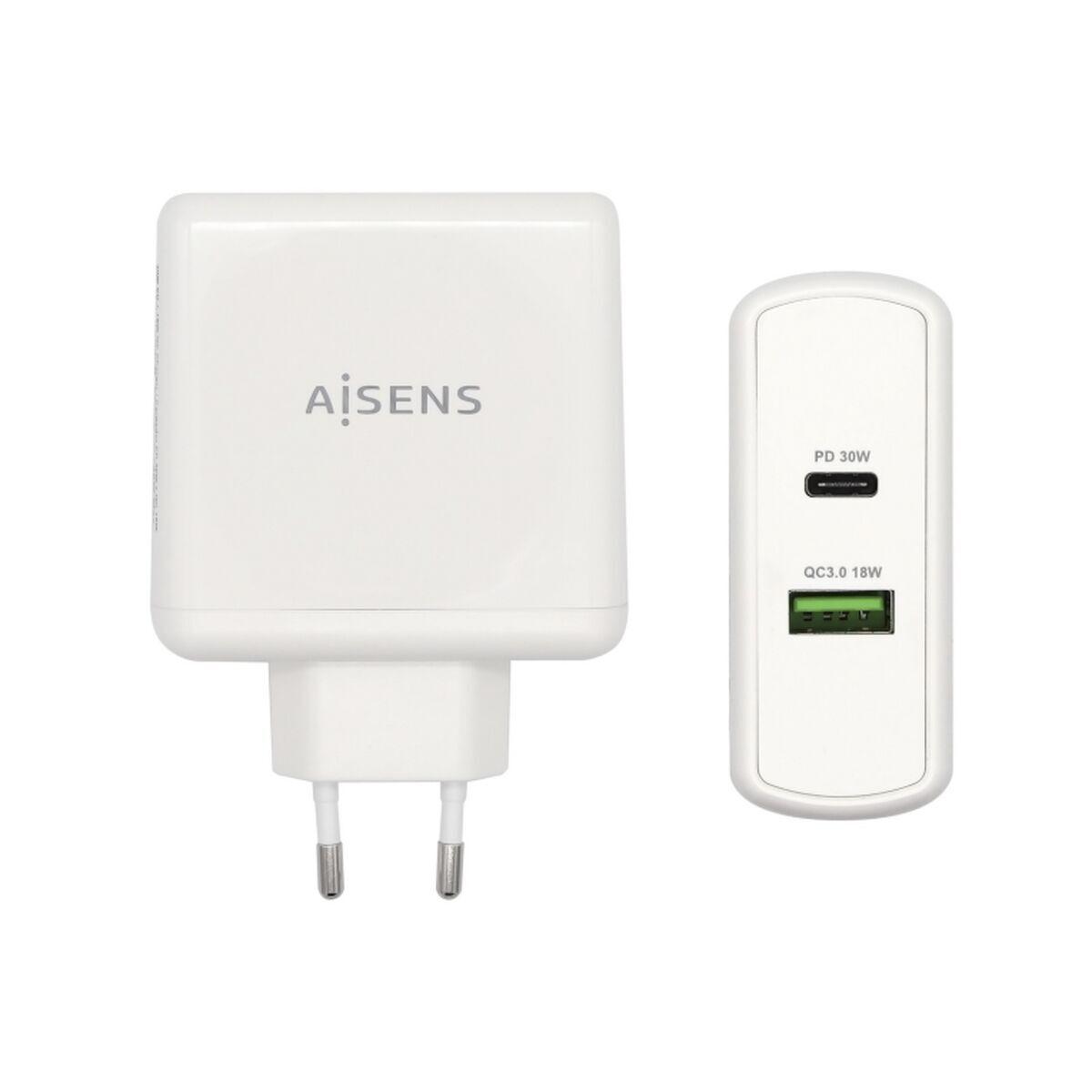 Aisens ASCH-2PD30QC-W USB vægoplader 48 W - Hvid