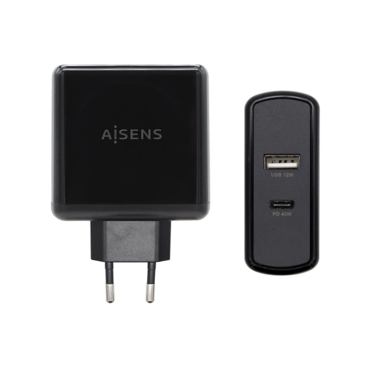 Aisens ASCH-2PD45A-BK USB-vægoplader 57 W - Sort