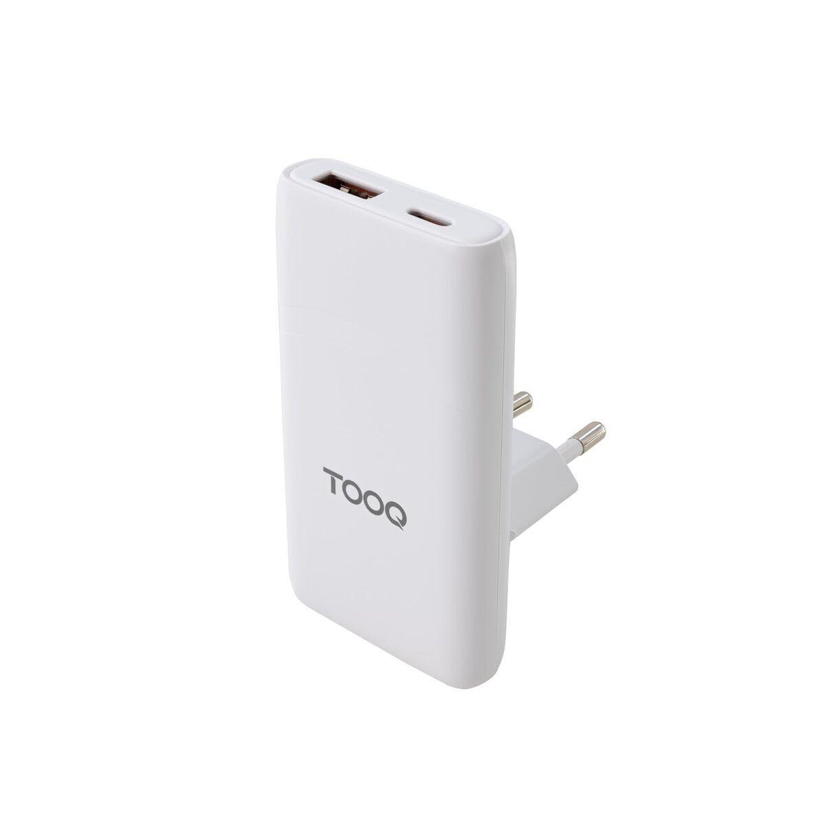 TooQ TQWC-GANSL65W1A1C vægoplader - Hvid, 65 W, USB-C PD + USB-A QC