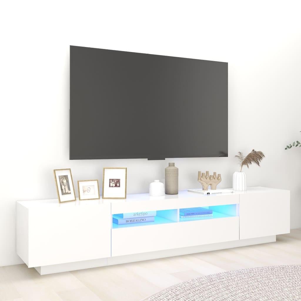 Tv-skab med LED-lys 200x35x40 cm hvid
