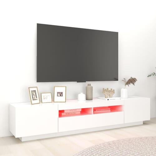 Tv-skab med LED-lys 200x35x40 cm hvid