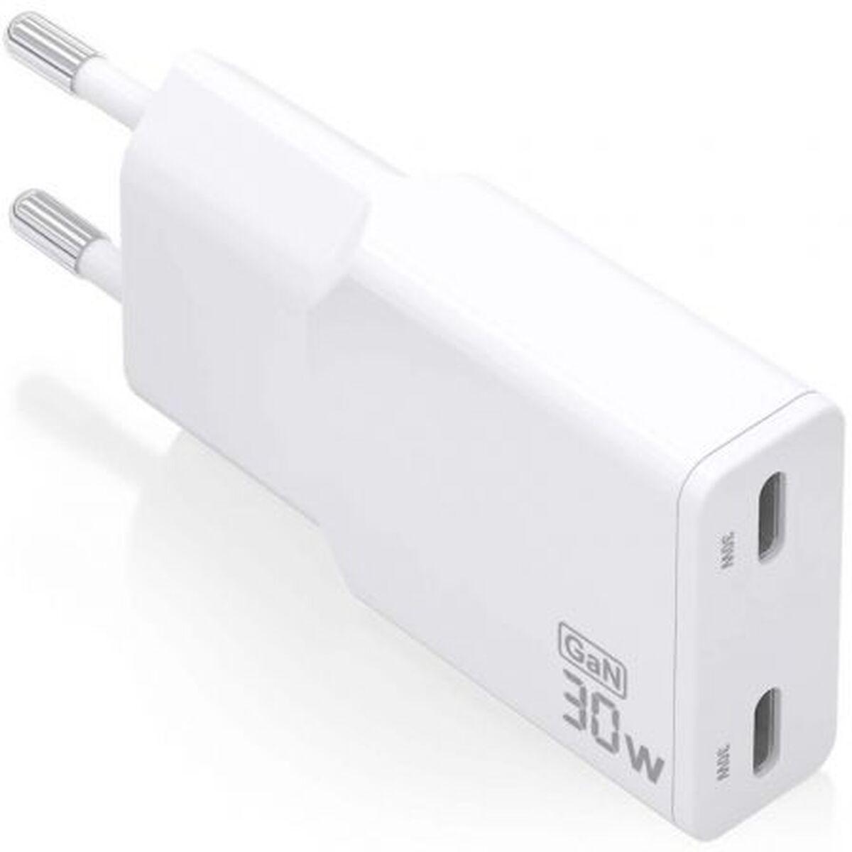 Aisens ASCH-30W2P048-W vægoplader 30 W - hvid, 2x USB‑C PD/QC
