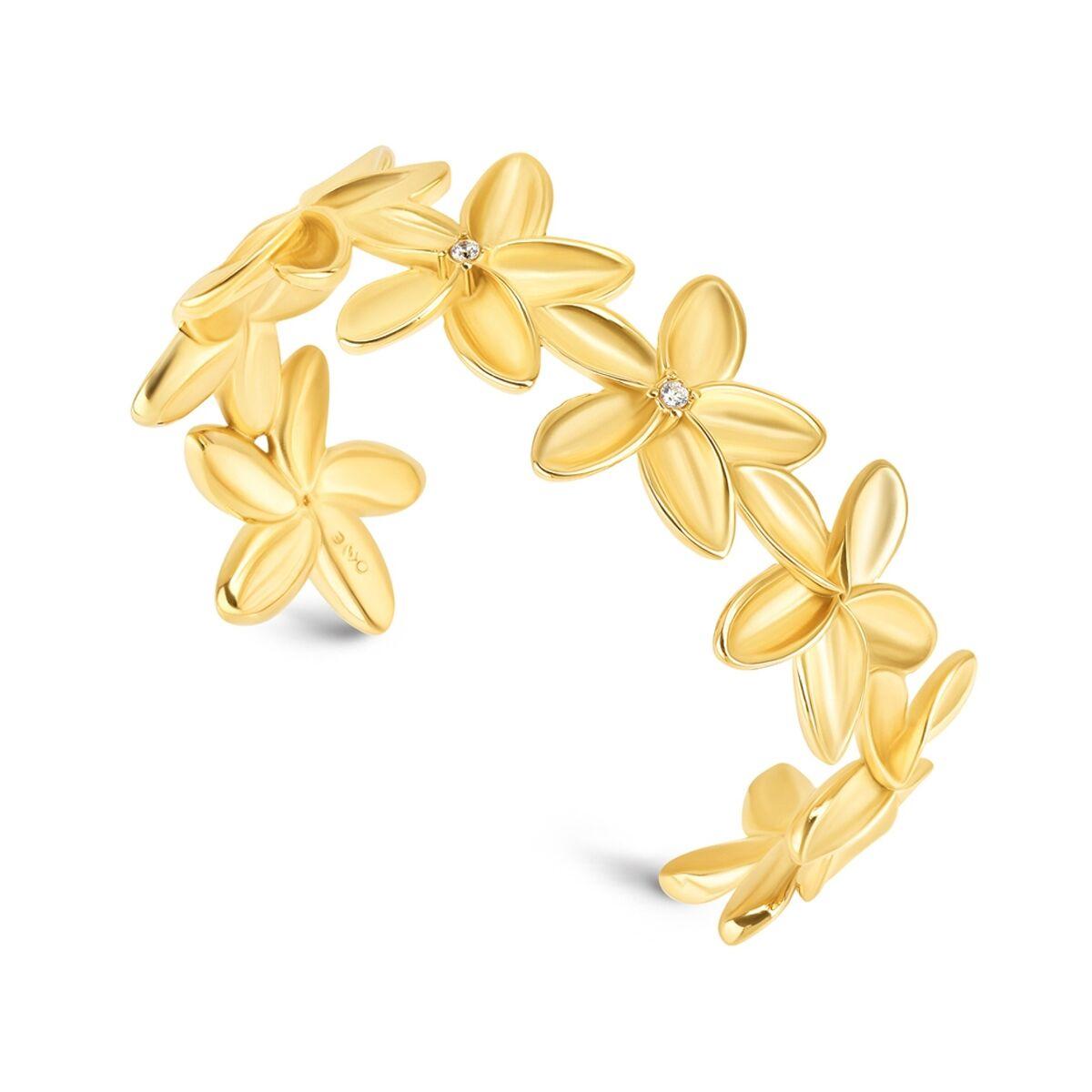 One Jewels OJPFB02G armbånd til kvinder - gylden cuff med blomster