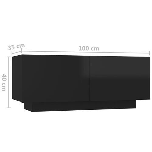 Tv-skab med LED-lys 200x35x40 cm sort højglans