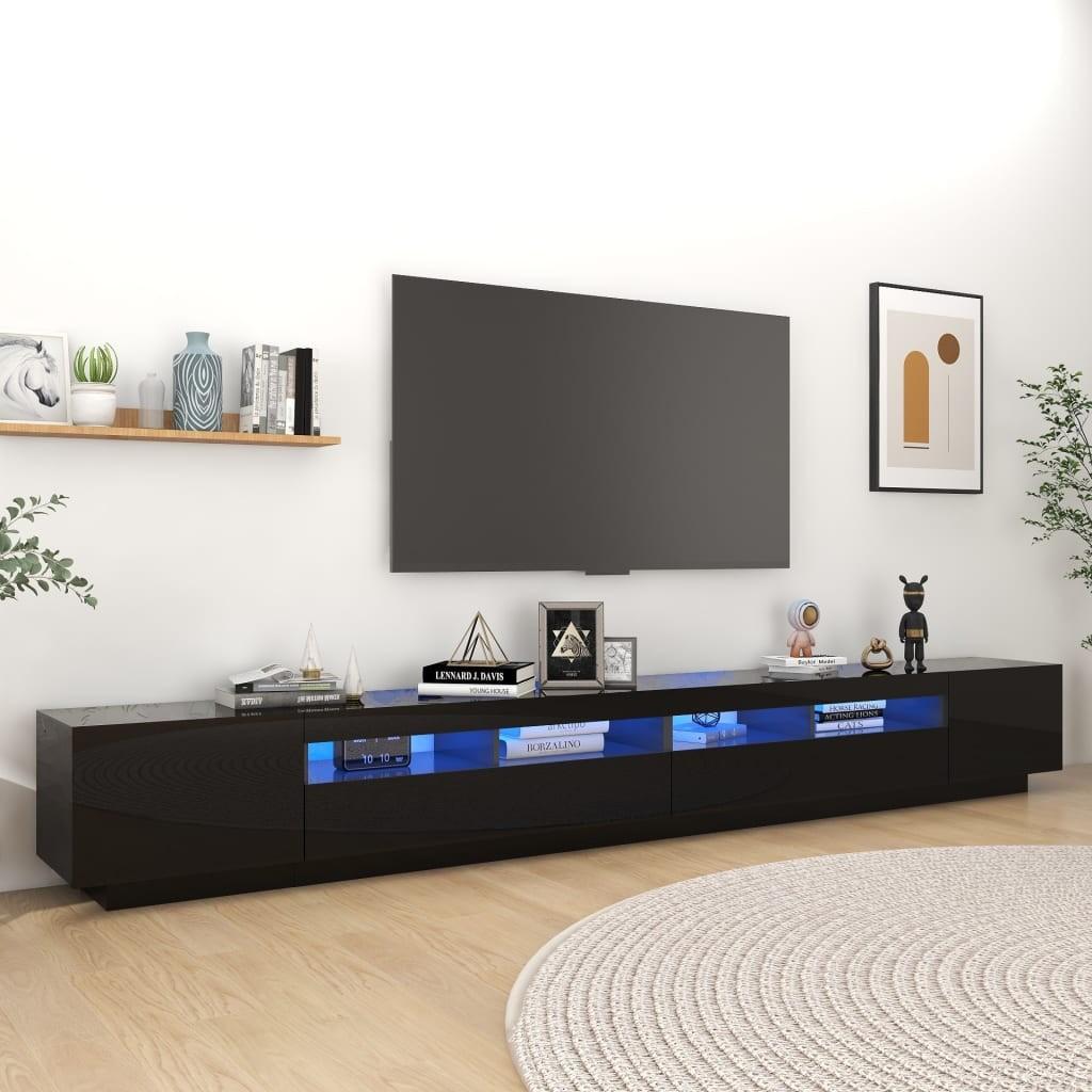 Tv-skab med LED-lys 300x35x40 cm sort højglans