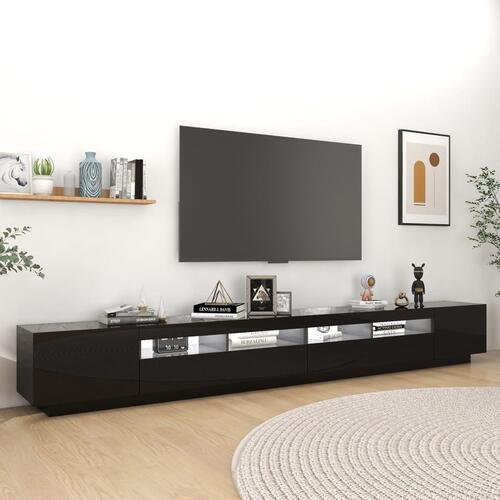 Tv-skab med LED-lys 300x35x40 cm sort højglans