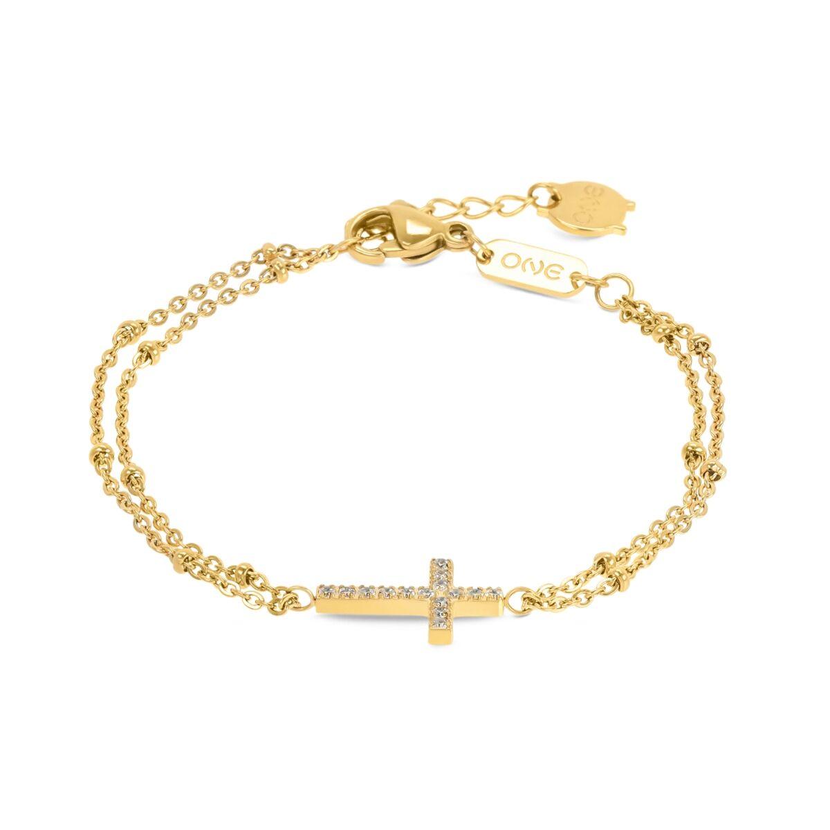 One Jewels OJRB03G armbånd til kvinder - gylden med kors