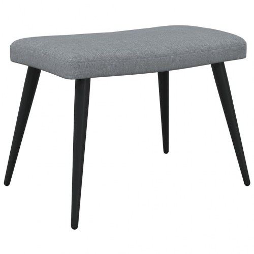 Lænestol med skammel stof lysegrå