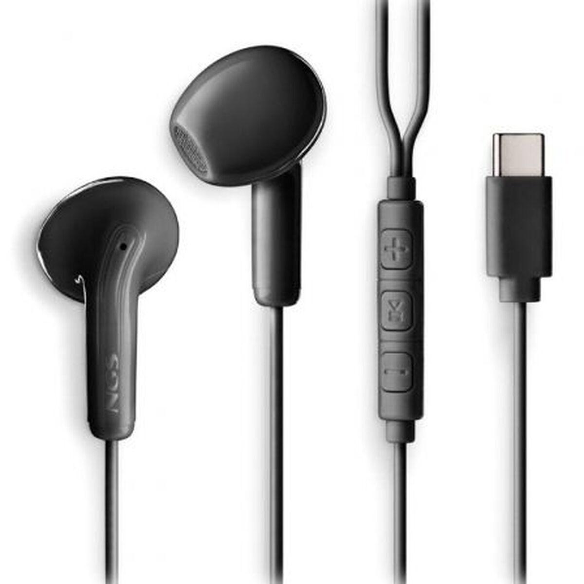 NGS CROSSGLIDEBLACK in-ear headset med USB‑C - Sort