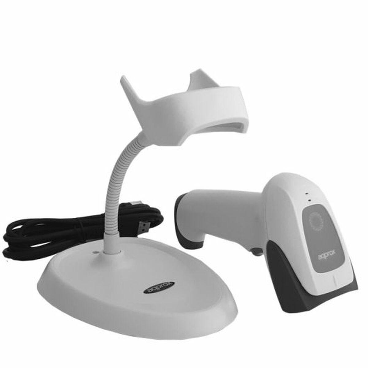 Approx! appLS22WH Stregkodelæser 1D/2D-QR med USB og holder - Hvid
